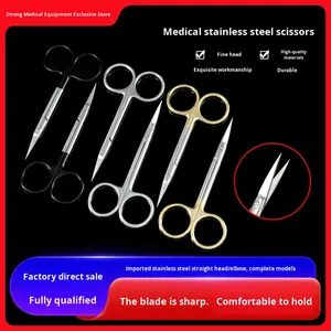 Tijeras de Ligadura para Cirugía Plástica de Doble Párpado, de Acero Inoxidable, con Mango Dorado, Cabeza Recta/Curva, para Remover Suturas Quirúrgicas - Product Image 3