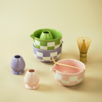 Logo personnalisé OEM Japandi Design Style fait à la main en céramique Matcha bol à thé avec bec Chawan accessoires Kit boîte-cadeau