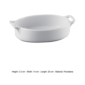 Oval Porcelain Shallow Casserole Pan with Handles 20 × 14 × 5.5 h cm Mps - Product Image 3