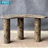 Prix usine Design moderne de luxe en marbre brun foncé petite table d'appoint avec 3 pieds pour salon chambre hall d'entrée
