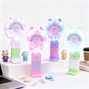 Ventilador de Mano LED con Diseño de Arcoíris, Recargable por USB, Portátil, con Soporte para Teléfono, Enfriador Personal para Niños y Mujeres, Ideal para Regalo - Product Image 1
