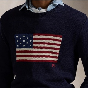 Individuelles Logo Neuester OEM Klassischer Amerikanische Flagge Jacquard Strickpullover O-Ausschnitt Neues Design Herren Strickpullover mit Stickerei RL - Product Image 2