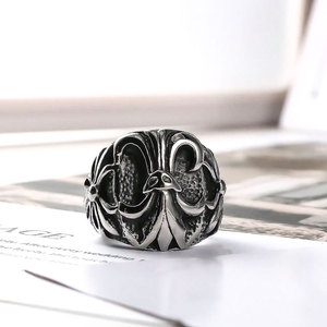 European American Punk Style <b>Titanium</b> Steel <b>Ring</b> For <b>Men</b> Cross Pattern Silver Gray Fashion Jewelry Gift - Product Image 3