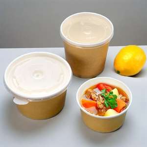 Gobelet en papier kraft blanc jetable pour soupe, dessert, salade, à emporter, bol à soupe chaude - Product Image 3