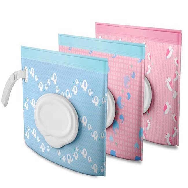 Portatif adapté aux besoins du client facile pop up rechargeable distributeur bébé lingette humide sac d'emballage