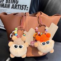Porte-clés pendentif boule en peluche mignonne en forme de charbon pour voitures, breloque en peluche d'art moderne exquise pour femmes, cadeau tendance en ligne