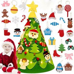 2026 Custom <b>DIY</b> Felt Christmas 27 Decoration Tree Cheap Hanging Xmas Ornament with Led Light Christmas Tree Set Felt Craft <b>Kits</b> - Product Image 5