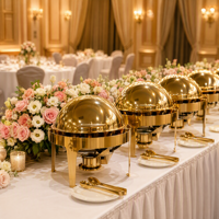 Ensemble de réchauds de luxe à couvercle roulant, chauffe-plats commerciaux en acier inoxydable pour buffet avec supports à combustible, équipement de restauration