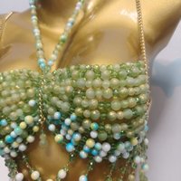 Chaîne de corps en perles de cristal faites à la main, soutien-gorge sexy en cristal, top bralette pour festival de musique, rave party, clubwear, bijou cadeau pour femme