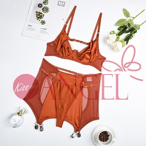 KISS ME ANGEL nouvelle mode col en V profond maille épissage push up poitrine ceinture réglable jolie fille sexy soutien-<span class=keywords><strong>gorge</strong></span> culotte ensemble images - Product Image 3