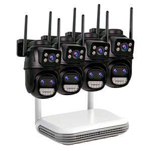 Caméra de sécurité réseau Wifi KERUI 9MP à trois objectifs, système NVR 8CH, surveillance PTZ, caméra extérieure, zoom 8X, application ICSEE, double écran - Product Image 1