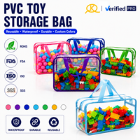 Sac de rangement de jouets à fermeture éclair en maille PVC transparente-Organisateur de puzzle et de blocs de grande capacité, idéal pour le stockage de jouets et de blocs de construction