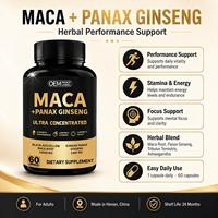 Capsules Bioby OEM ultra concentrées de Maca et de Panax Ginseng avec Tribulus et Ashwagandha pour la performance, l'endurance et la concentration