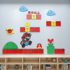 Pegatinas de pared 3D de Super Mario acrílico, venta al por mayor, personalizadas, adecuadas para decoración de habitación de niños