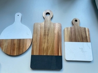 Planche à découper rectangulaire en marbre et bois d'acacia, épaisseur 1,3 cm, plateau de service naturel avec poignée, ustensile de cuisine pour découper le fromage, directement de l'usine