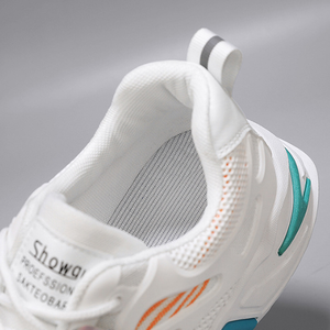 Chaussures de sport respirantes en maille pour hommes, avec doublure en PU, pour adolescents, polyvalentes, blanches, à semelle épaisse, augmentant la taille, chaussures décontractées - Product Image 4