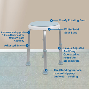 <span class=keywords><strong>Silla</strong></span> de Baño <span class=keywords><strong>para</strong></span> Adultos con Rotación de 360 Grados, Taburete de Baño de Acero y Aluminio con Tapete Giratorio - Product Image 5
