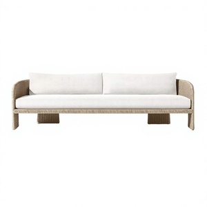 Sofá de exterior de mimbre grueso y resistente a la intemperie, estilo primitivo, para jardín, terraza, isla, resort o villa. - Product Image 2