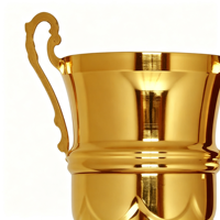 Trophée en métal personnalisé en gros, coupe de champion finition or, deux poignées, base à motif échelle, trophée souvenir pour vainqueur d'événement