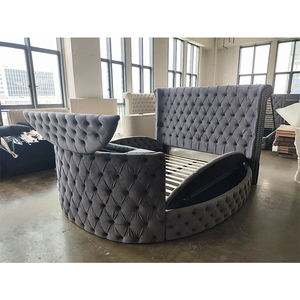 PZCN HOME Letto Moderno con Struttura in Tessuto Vellutato Trapuntato Multifunzionale con Mobile <span class=keywords><strong>TV</strong></span> e Contenitore, Misura King Size <span class=keywords><strong>per</strong></span> Arredamento Camera da Letto - Product Image 5