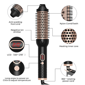 <b>Hot</b> Sale OEM Double PTC Ceramic Hair Straightener Curling <b>Comb</b> Multifunctional Electric <b>comb</b> brush with LED Temperature Display - Product Image 2