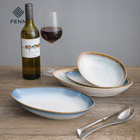 FENN 10/12/14 pouces ovale Design nordique Service plats personnalisé assiette alimentaire en porcelaine ensemble irrégulier pour les ménages de l'hôtel Restaurant