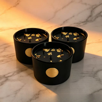 Vente en gros de bougies parfumées à trois mèches en cire de soja dans un verre noir Yahei Gold Foil de 500 ml