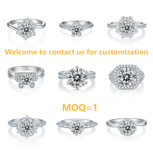 Cincin Perak Sterling Berlian Laboratorium 0.5ct 1ct 2ct Bersertifikat IGI CVD HPHT Berlian Bulat Cincin Tunangan untuk Wanita - Product Image 6