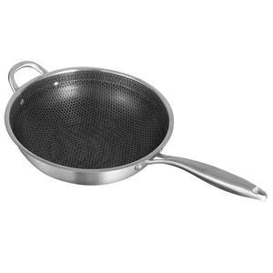 Utensilios de cocina <span class=keywords><strong>Wok</strong></span> de panal antiadherentes de acero inoxidable 410 de 32 y 34 cm para freír y cocinar para uso en la cocina - Product Image 2