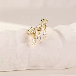 Boucle d'oreille à clip en argent sterling S925 doré, non percée, pour femme, vente en gros - Product Image 5