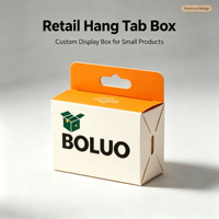 Boîte en papier avec languette de suspension personnalisée pour présentation en magasin
