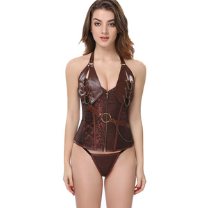 <span class=keywords><strong>Corset</strong></span> Bustier Steampunk Sexy pour <span class=keywords><strong>Femme</strong></span> avec Fermeture Éclair, Style Gothique Halter, Gilet Amincissant pour la Taille, Grande Taille, Haut <span class=keywords><strong>Pirate</strong></span> Anti-Bactérien, Taille M - Product Image 4