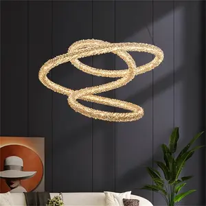 Lustre criativo moderno de led, decorativo, dourado, cristal, lâmpada pingente, luzes elegantes para casa