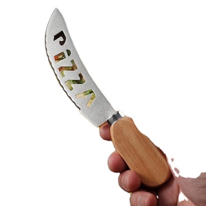 <b>Baking</b> Oak Handle Cheese Cutting Stainless Steel Roller Pizza Knife Household Tool Set - Product Image 4
