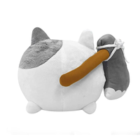 Yingii câlin 9 pouces doux dessin animé rond bataille chat jouet avec peluche brun poignée hache accessoire cadeaux d'anniversaire chat gris animal en peluche