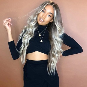 European And American Wig, Chemical Fiber <strong>Hair</strong> Head Cover, Gradient Accent Black Gold, Middle Part Large Wave Long Curly , <strong>Facto</strong>