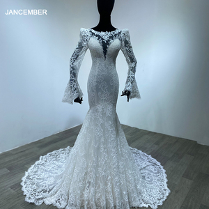 Vestido de Novia Sirena Sexy con Manga Larga y Espalda Descubierta para Mujer, Vestidos de Novia Boho, Modelo WM16 - Product Image 1