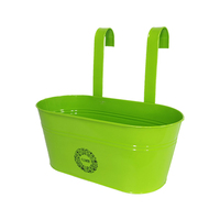 Support pour pot de fleur en métal avec double crochet avec logo personnalisé blanc plante jardinière galvanisée balcon cintre en fer seau ovale