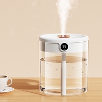 Nouvel humidificateur d'air numérique silencieux de 1500 ml à double pulvérisation USB, avec affichage numérique, pour voiture, camping-car, maison, chambre, bureau, veilleuse, garantie 1 an