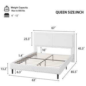 Luxury Modern <b>Queen</b> <b>Size</b> Comfortable Backrest Bedroom Soft Upholstered <b>Bed</b> - Product Image 2