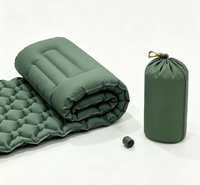 Matelas de camping gonflable en nid d'abeille avec oreillers aux deux extrémités, matelas pneumatique imperméable pliable vert olive pour le glamping