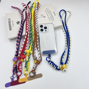 Sangle de téléphone réglable pour cou et bandoulière, 120 cm, multicolore contrastée, avec breloque et clip de fixation, logo personnalisé - Product Image 2