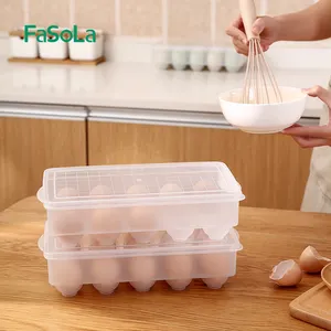 FaSoLa Porte-Oeufs Couvert <span class=keywords><strong>pour</strong></span> Réfrigérateur Conteneur De Stockage Plateau À Oeufs En Plastique Transporteur Deviled 15 Oeufs Réfrigérateur Distributeur Portable - Product Image 1