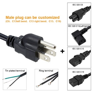 USA tiêu chuẩn 15A 125V cáp điện 3 prong tiêu chuẩn Mỹ với đuôi nửa off chế biến dây điện - Product Image 6