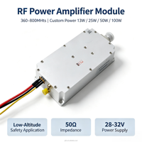 Module amplificateur de puissance RF GUORESOUN 360-800MHz 13W/25W/50W/100W, sortie personnalisée, boîtier en aluminium, puissance de sécurité pour basse altitude, 50 Ohm