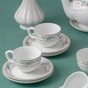 Service à thé cadeau en porcelaine de qualité supérieure-Design ovale élégant avec motif floral | OEM & Manufacturer Direct - Product Image 5