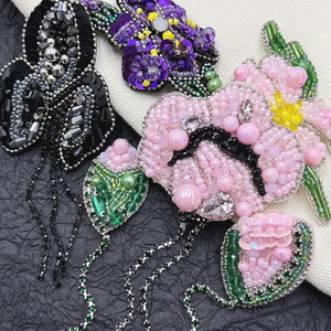 Fashionable Hole Ornaments Cartoon Purple Tail Flower Tassel Flower Rose <strong>Rice</strong> Bead Cloth Sticker <strong>Light</strong> Sew Glass Applique - Product Image 4