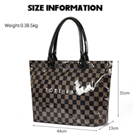 Sac fourre-tout personnalisé en PVC pour femme, sac de shopping à carreaux tendance, grand sac de voyage de plage imperméable avec fermeture éclair