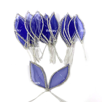Applique Patch Chaîne Strass à Feuilles et Pétales de Fleurs en Organza Cristal Coupé, Couleurs Personnalisables pour Robe de Soirée et Bal