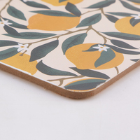 Lot de 4 sous-verres carrés en MDF pour fruits et citrons, pour restaurants et clients grossistes